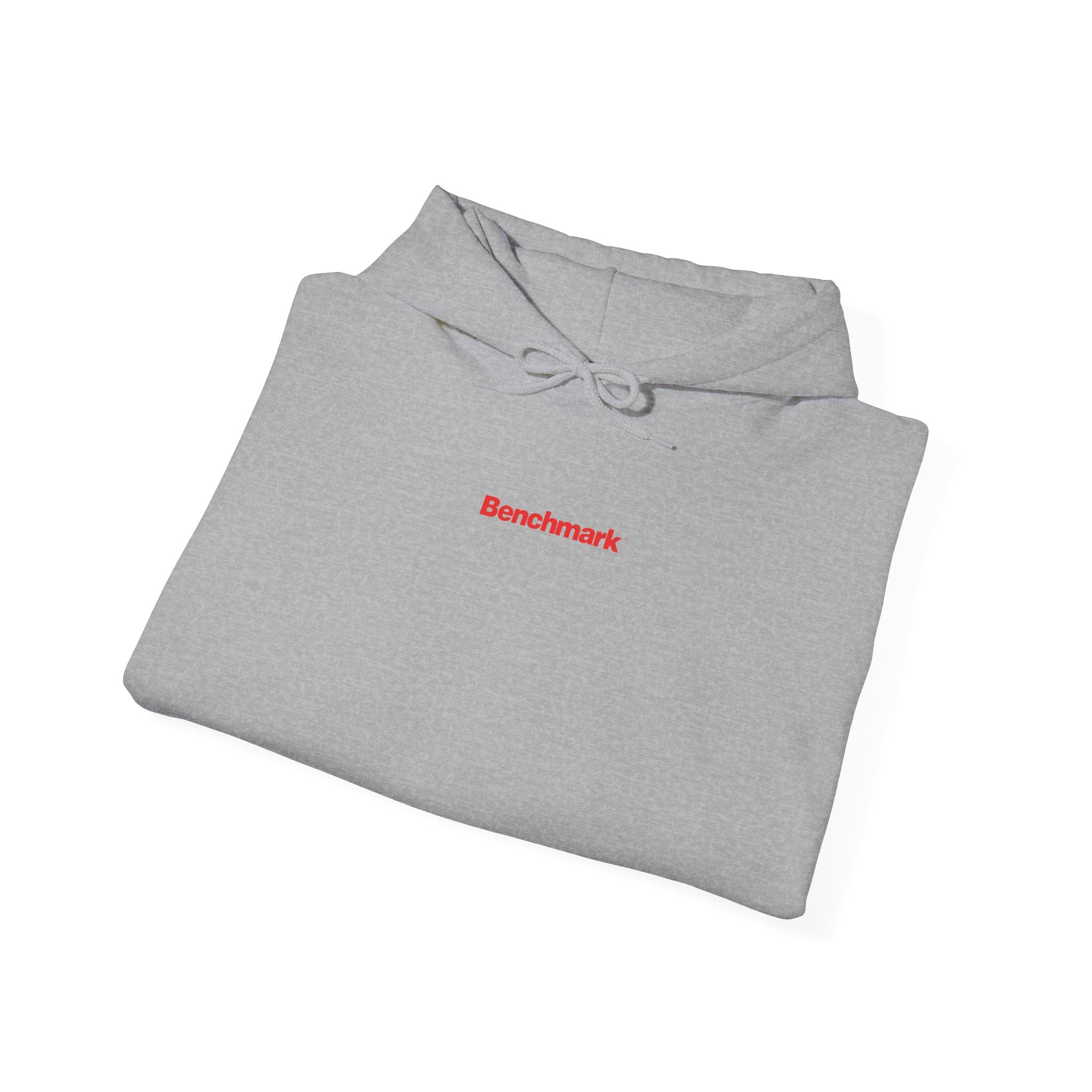 Benchmark Hoodie — Minimalist Red Logo Pullover