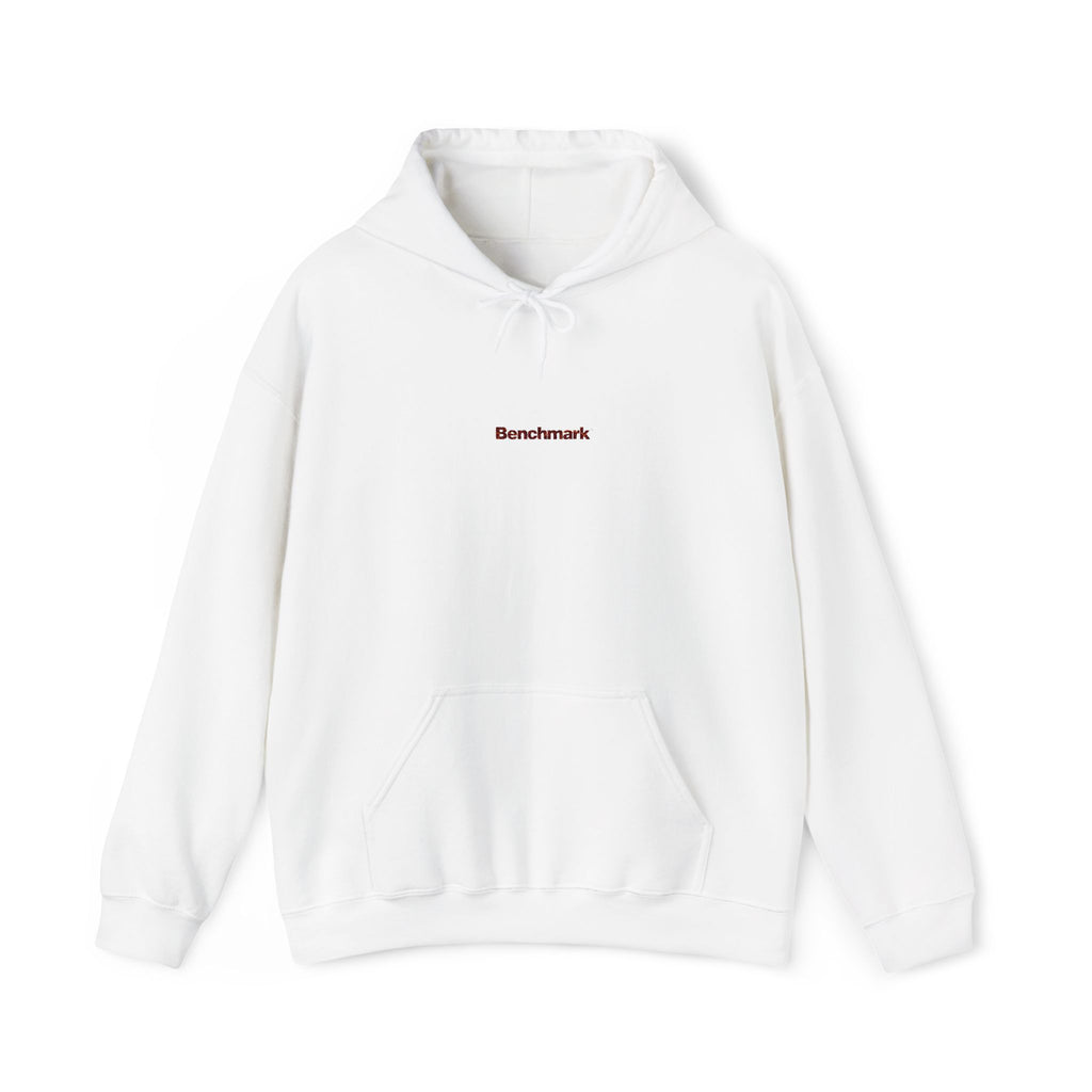 Minimalist 'BeesKnees' White Hoodie — Small Center Chest Script Logo