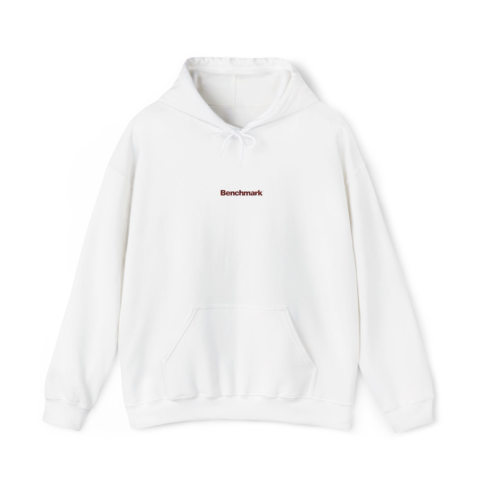Minimalist 'BeesKnees' White Hoodie — Small Center Chest Script Logo