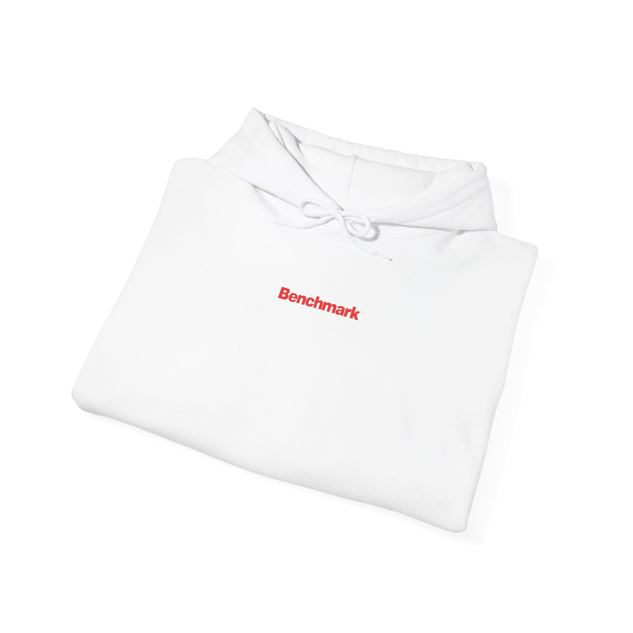 Benchmark Hoodie — Minimalist Red Logo Pullover