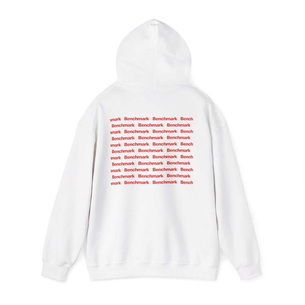 Benchmark Hoodie — Minimalist Red Logo Pullover