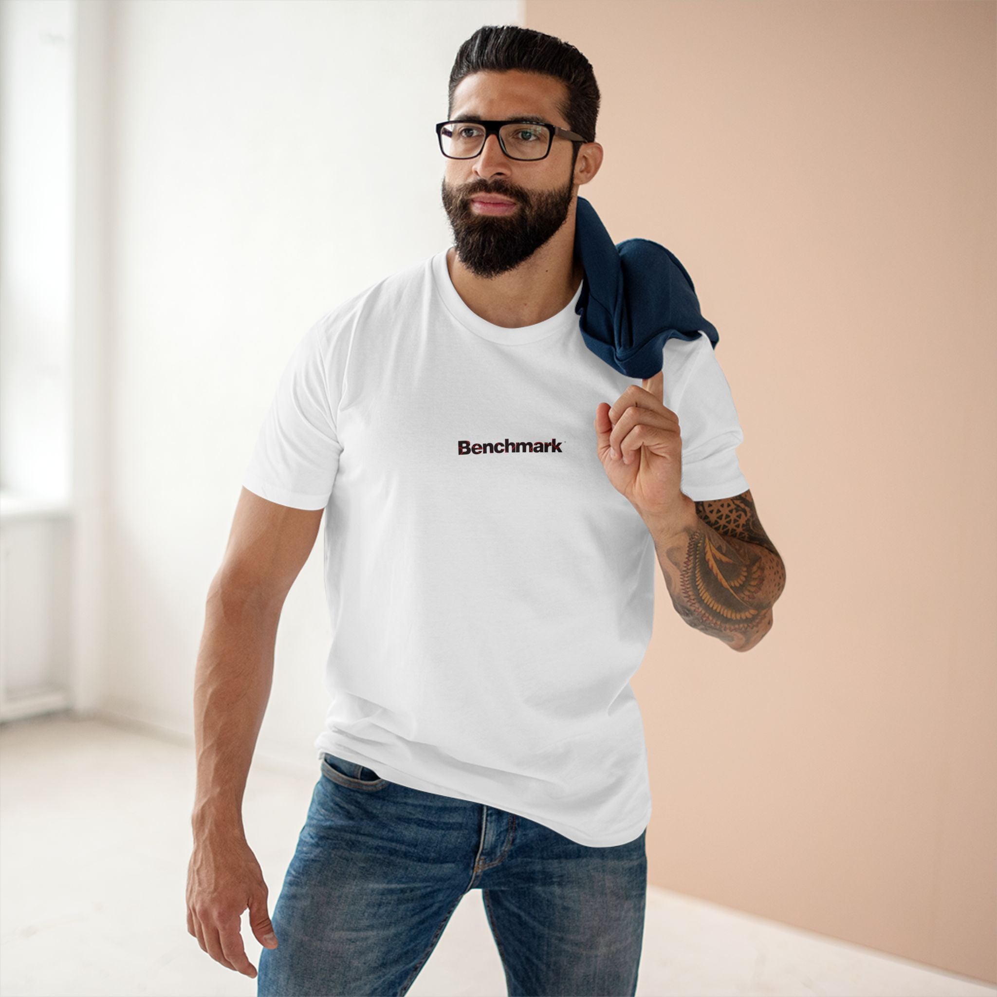 Benchmark Minimalist Tee — Small Chest Logo Graphic T-Shirt