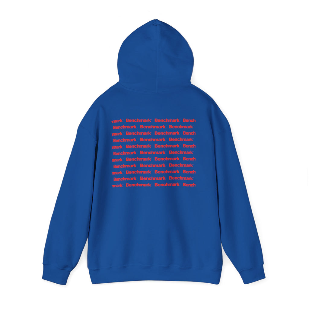 Benchmark Hoodie — Minimalist Red Logo Pullover
