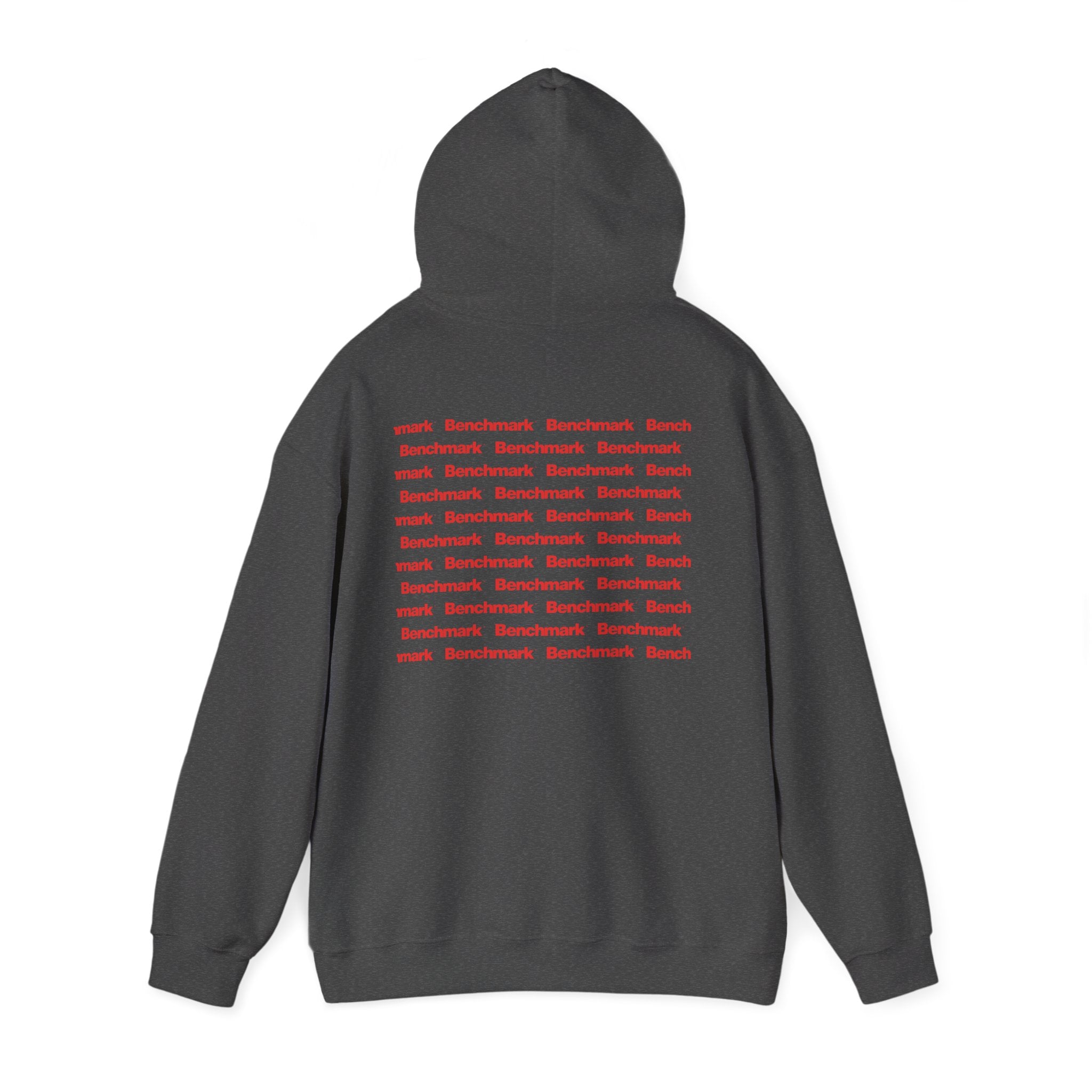 Benchmark Hoodie — Minimalist Red Logo Pullover