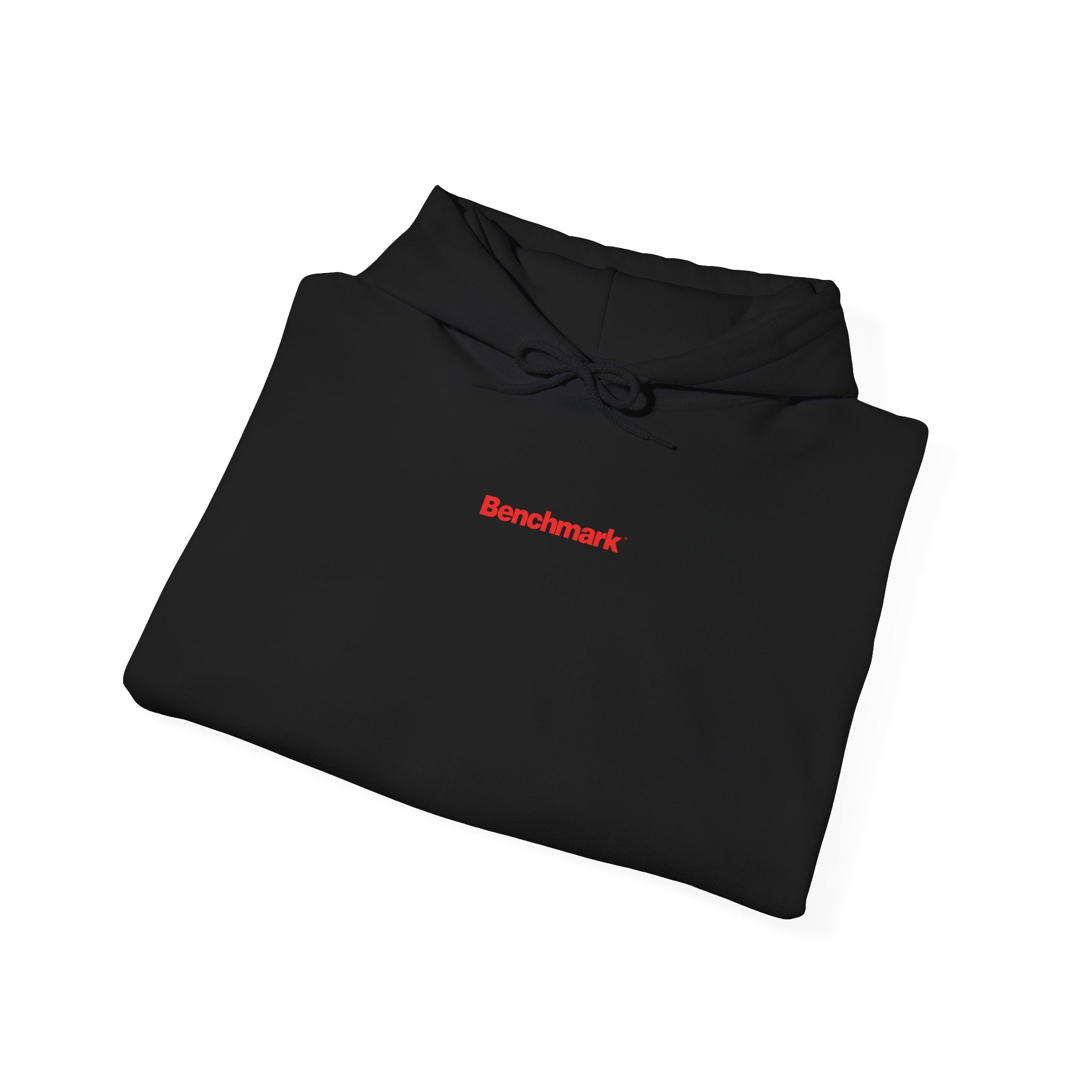 Benchmark Hoodie — Minimalist Red Logo Pullover
