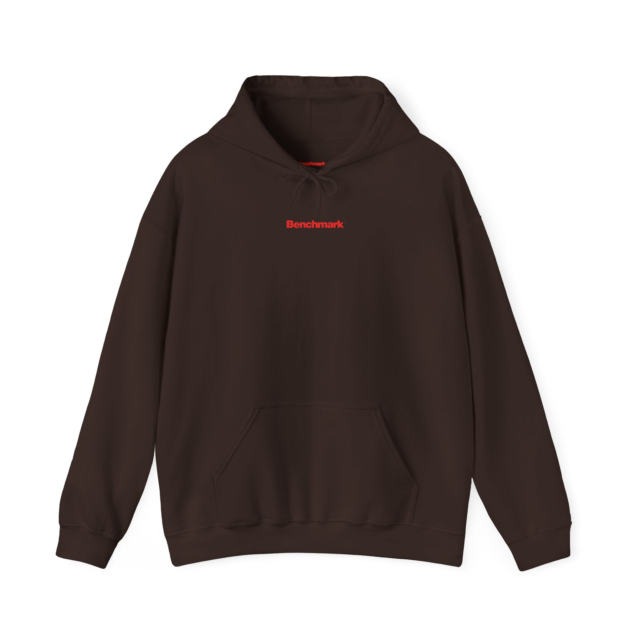 Benchmark Hoodie — Minimalist Red Logo Pullover