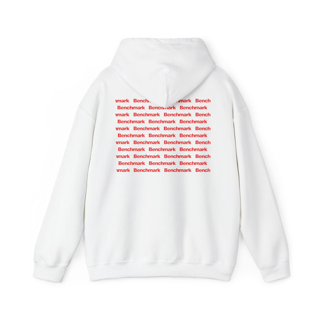 Benchmark Hoodie — Minimalist Red Logo Pullover