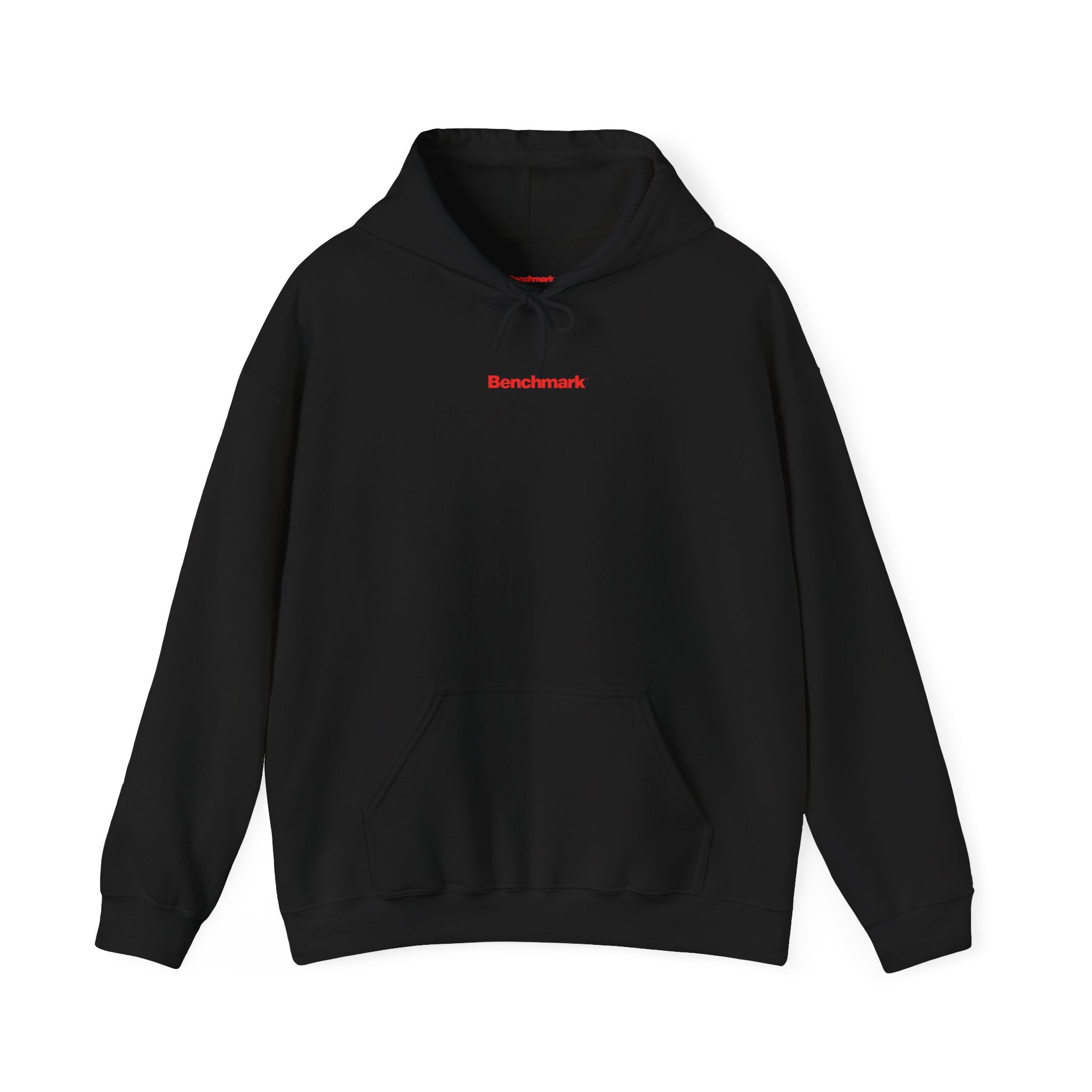 Benchmark Hoodie — Minimalist Red Logo Pullover
