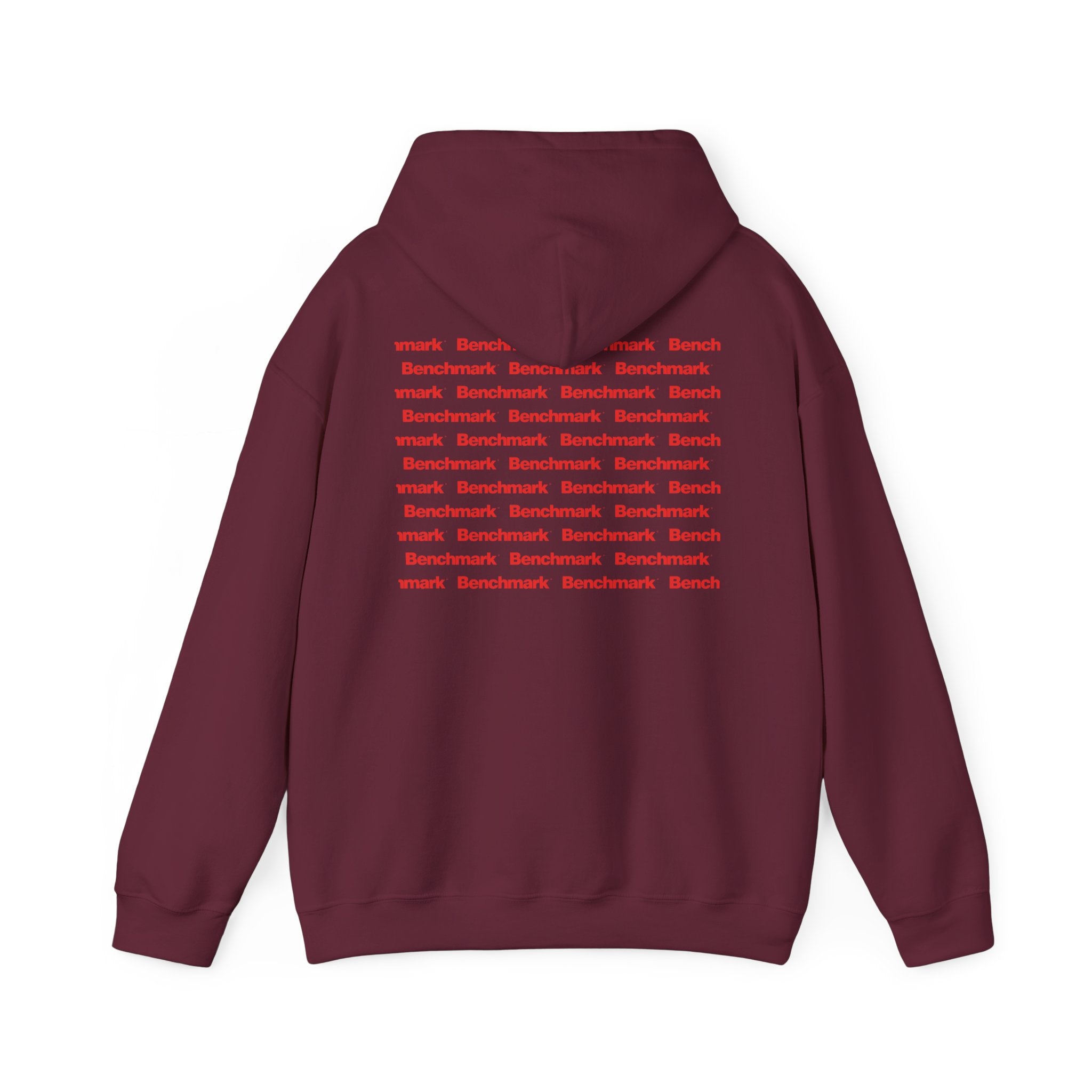 Benchmark Hoodie — Minimalist Red Logo Pullover