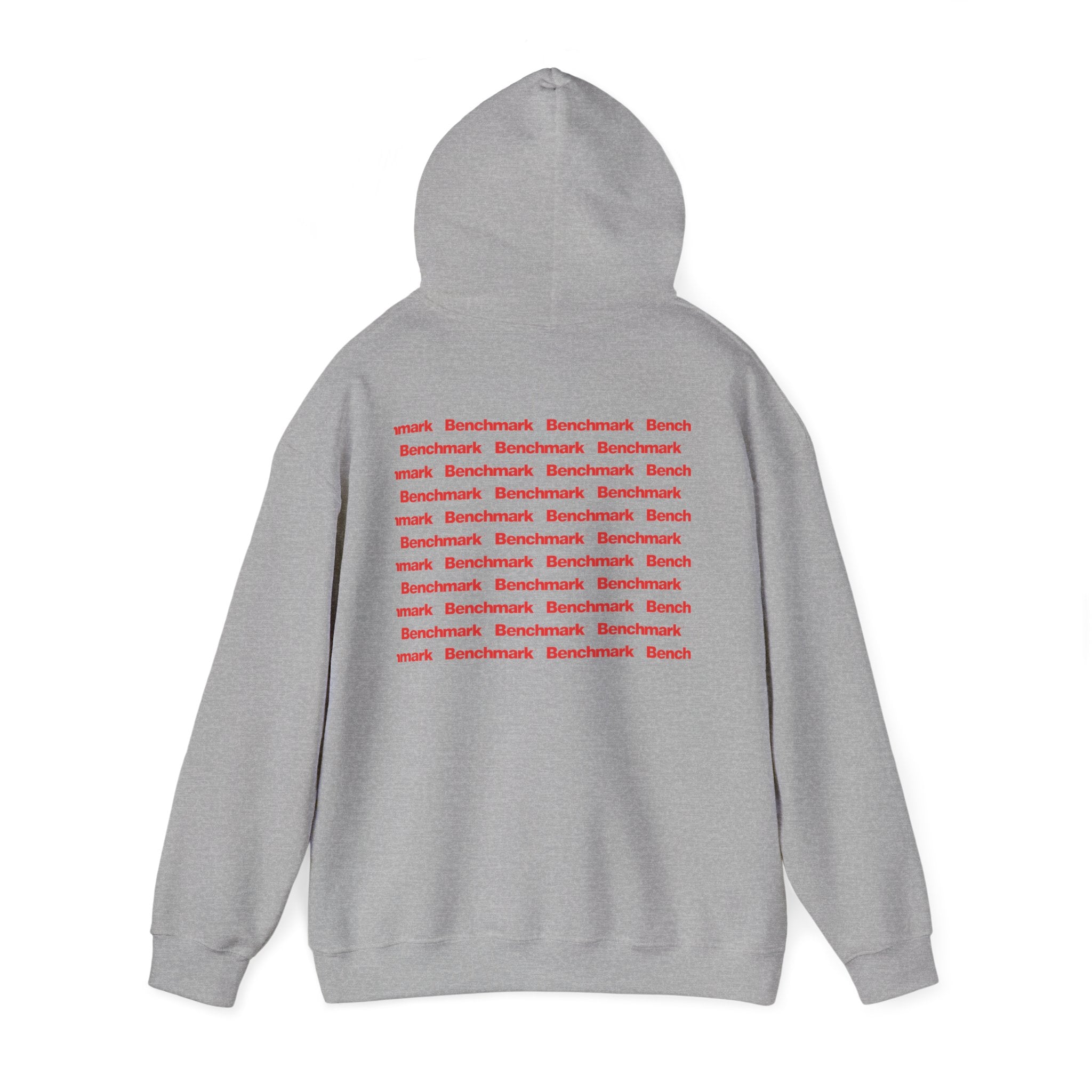 Benchmark Hoodie — Minimalist Red Logo Pullover