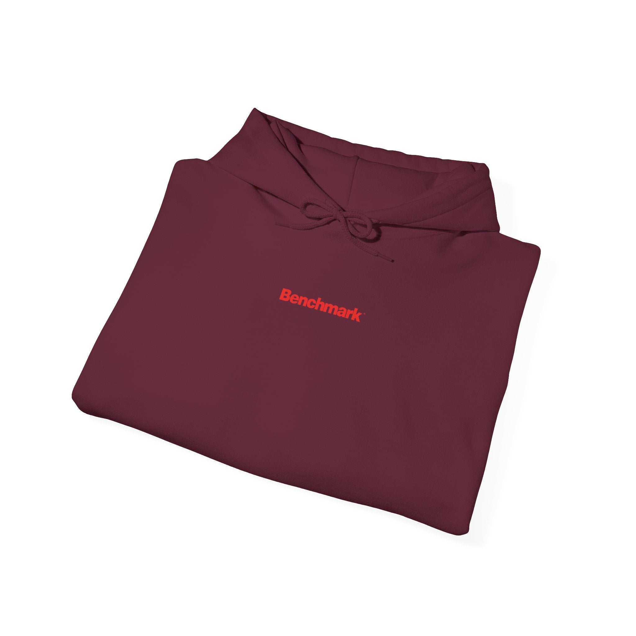 Benchmark Hoodie — Minimalist Red Logo Pullover