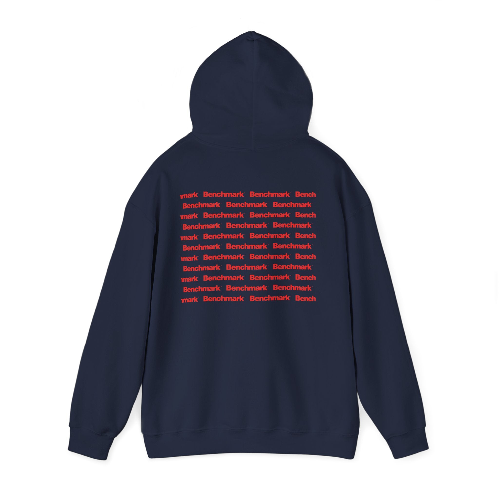Benchmark Hoodie — Minimalist Red Logo Pullover