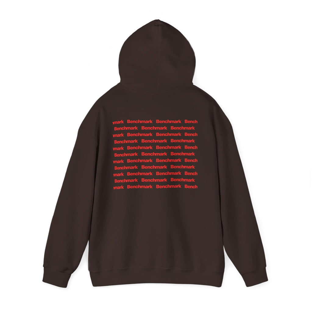 Benchmark Hoodie — Minimalist Red Logo Pullover