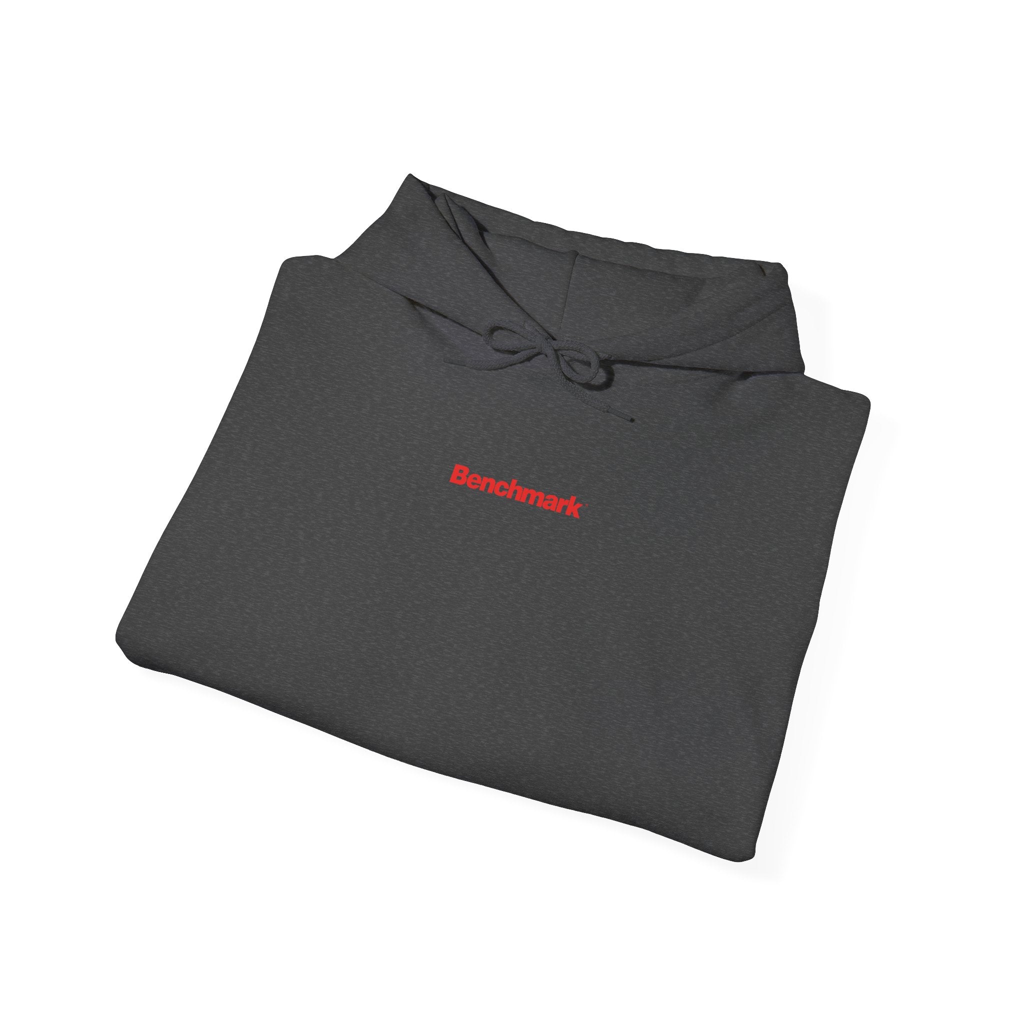 Benchmark Hoodie — Minimalist Red Logo Pullover