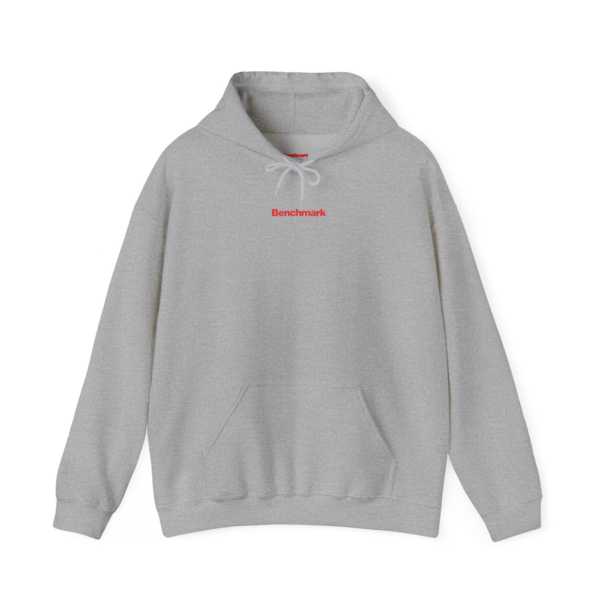 Benchmark Hoodie — Minimalist Red Logo Pullover