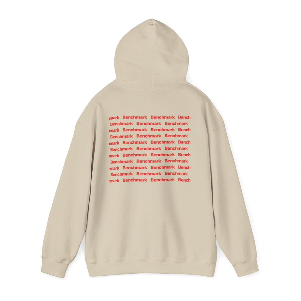 Benchmark Hoodie — Minimalist Red Logo Pullover