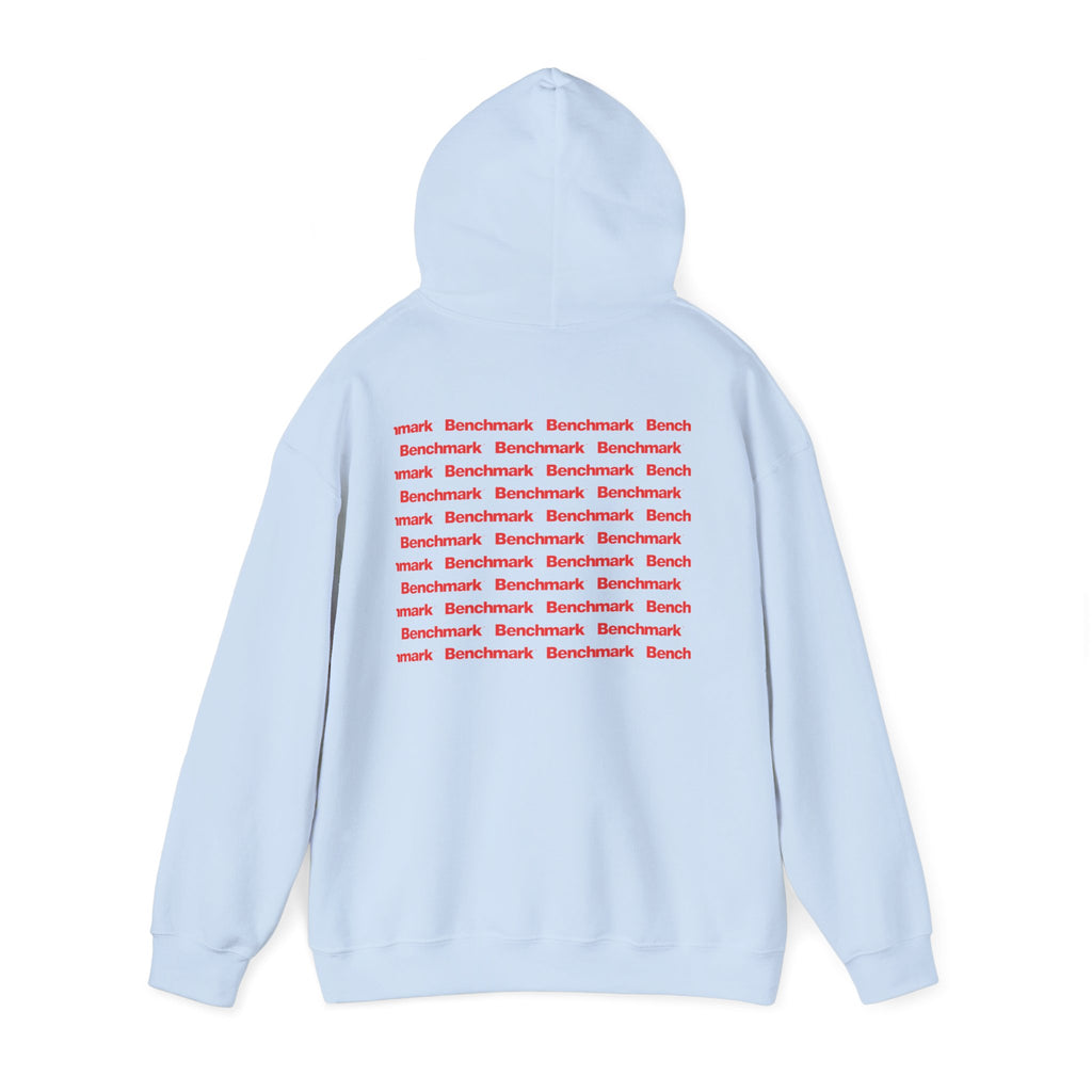 Benchmark Hoodie — Minimalist Red Logo Pullover