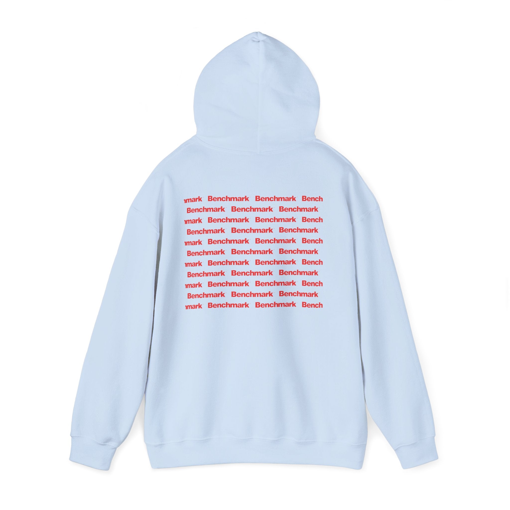 Benchmark Hoodie — Minimalist Red Logo Pullover