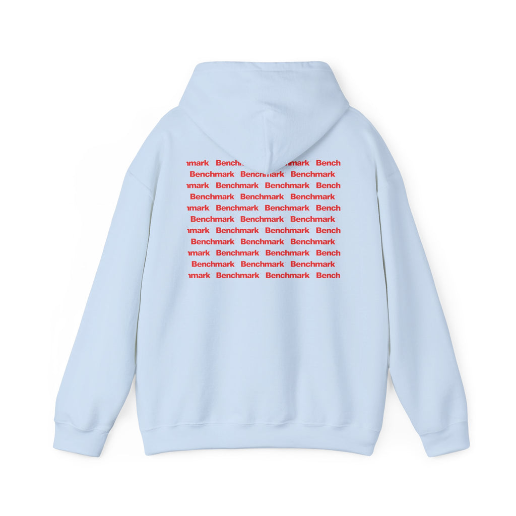 Benchmark Hoodie — Minimalist Red Logo Pullover