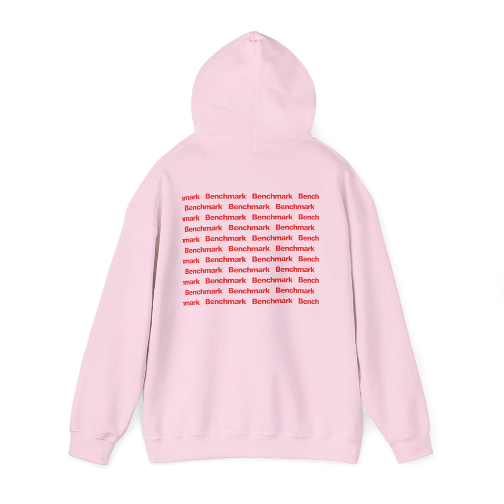 Benchmark Hoodie — Minimalist Red Logo Pullover