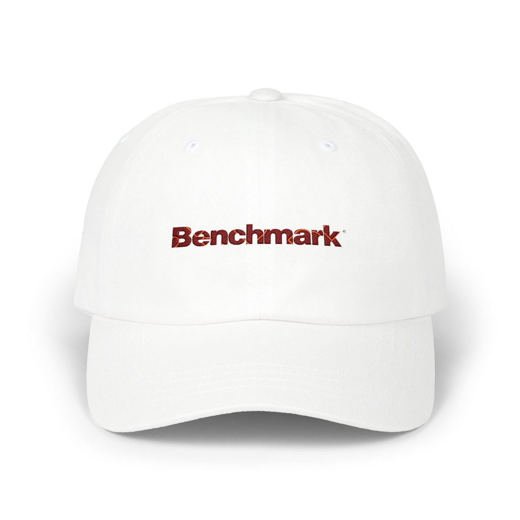 Benchmark Embroidered Dad Cap — Classic White Baseball Hat